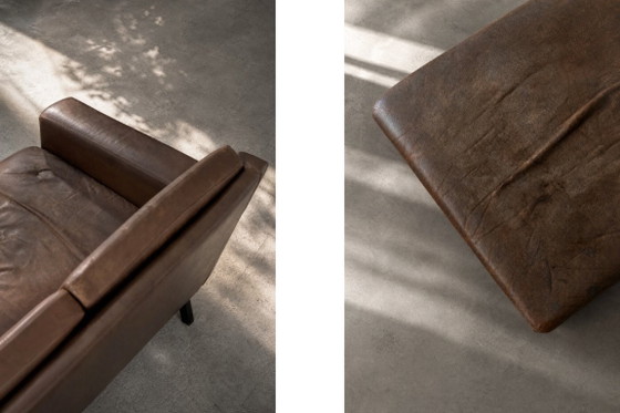 Image 1 of Canapé 2 Places Vintage Mid-Century Scandinave Moderne en Cuir Marron 3330 par Arne Vodder pour Fritz Hansen, 1960s