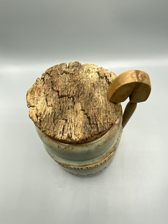 Peasants Enameled Stoneware Pickle Pot with Wooden Tongs – Crockery, Cork, Rustic (photo 5 of 10)