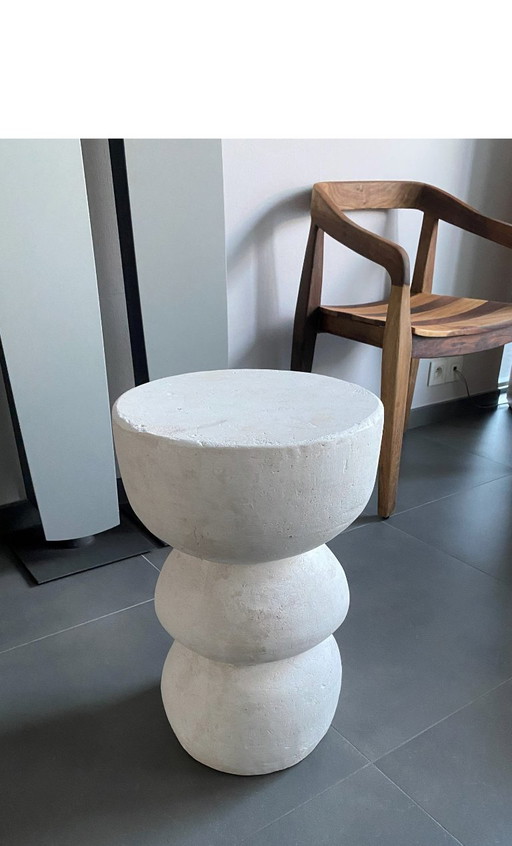 Side table / stool in mineral composite – sculptural form