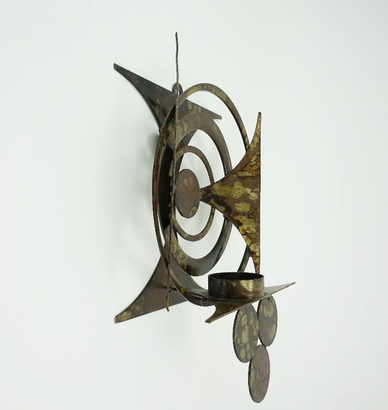 Image 1 of mid century modern henrik horst wall CANDLE HOLDER iron brutalist style