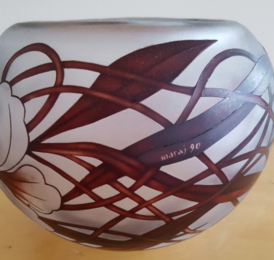Jerzy Maraj — Rose Bowl, 1990 PRL Vintage Polish Studio Glass – Vases (photo 2 of 5)