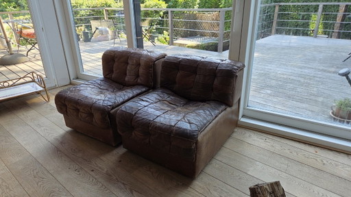 Mid Century DS11 Modulaire Patchwork Lederen Loungefauteuil Van De Sede, Zwitserland, Jaren 70 (photo 2 of 5)