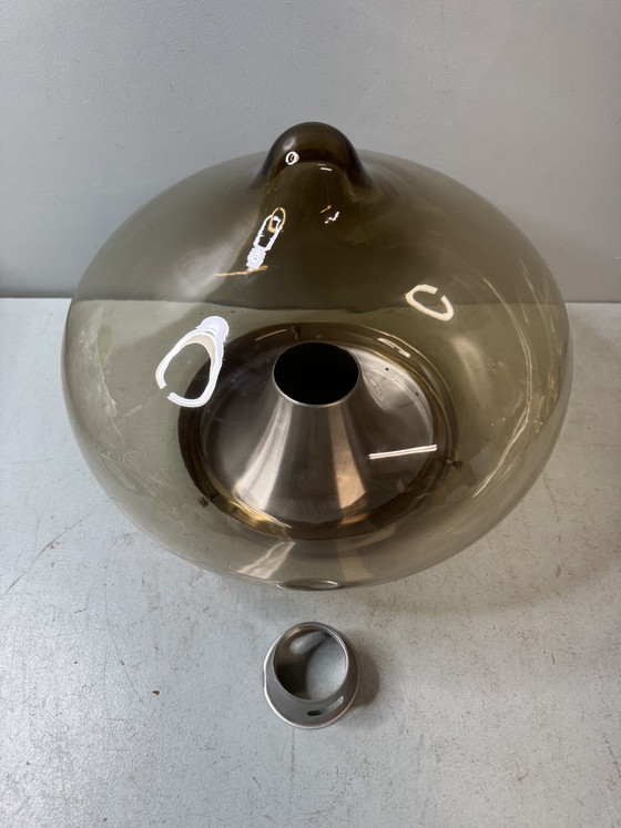 Magnifique Plafonnier Vintage Dijkstra Space Age (Verre Fumé, Années 70) – Dijkstra Lampen, Glass, Metal (photo 4 of 12)