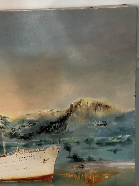 Oil on canvas by Calais painter Alain Chaussois (1950-2018), Arcadia ocean liner – Paintings & Drawings (photo 12 of 15)