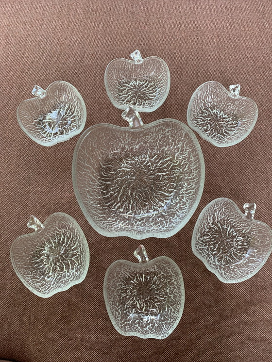 Image 1 of Complete Set Vintage Appel Schalen Glas CoVetro Italië Jaren 70