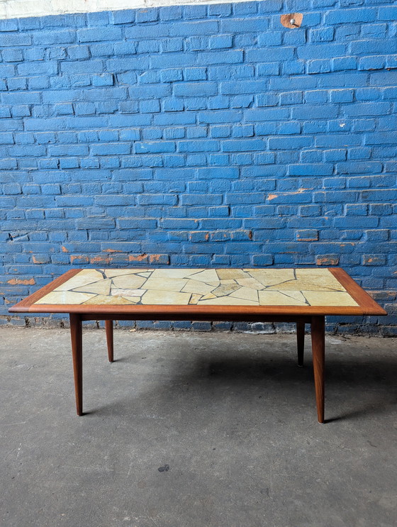 Image 1 of Vintage teak coffeetable / leisteen blad