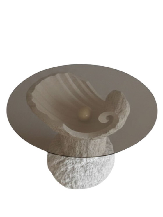 Image 1 of Vintage dining table in Mactan stone and glass by Magnussen Ponte, 1980