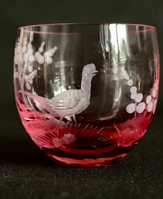 Ensemble de 5 verres à shot Moser Karlsbad « Culbuto » – Rowland Ward « Oiseaux sauvages » (photo 12 of 15)