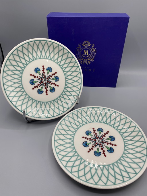 2 Limoges porseleinen dessertborden - Jean-Paul Bodet voor Maison Manoï – decoratieve objecten, Porcelain, Hedendaags