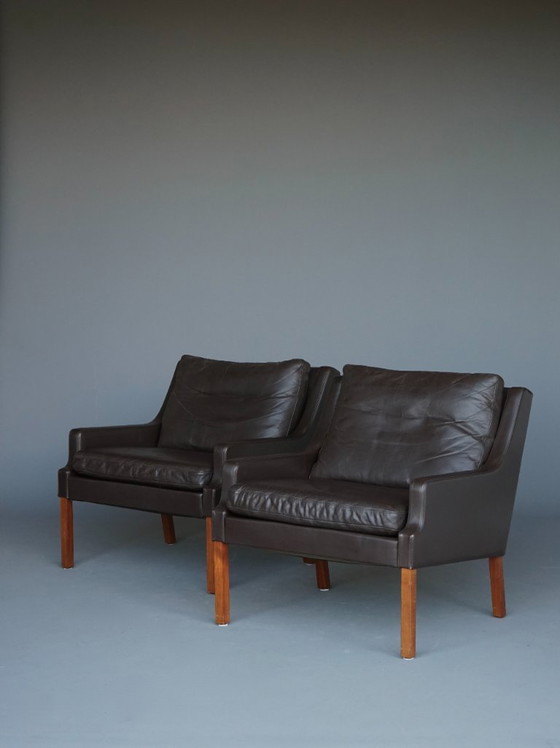 Image 1 of Zwei dänische Ledersessel von Georg Thams, Dänemark, 1960er Jahre