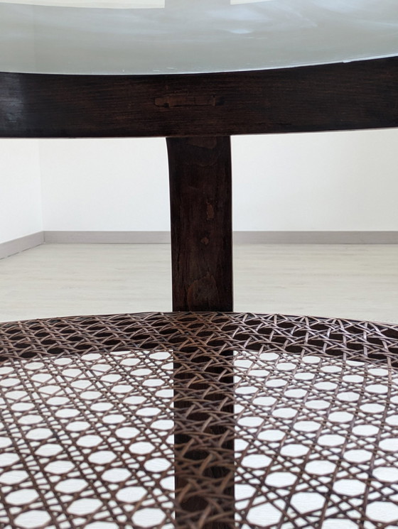 Image 1 of Gustavo Pulitzer Finali - Coffee Table - Wood, Glass, Vienna Straw