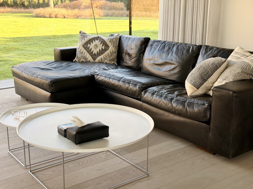 Canapé 3 places en cuir noir Molinari Happy Time