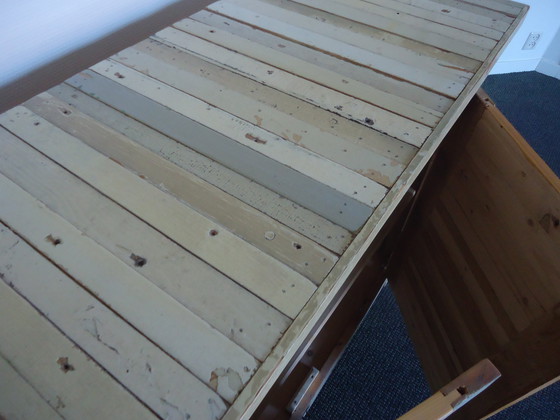 Image 1 of 1x grand buffet en bois de récupération, beige avec couleurs d'accent