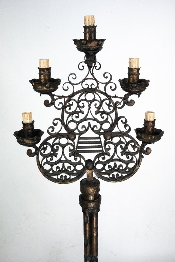 Image 1 of Zeldzame Italiaanse brutalistische vloerlamp van Longobard. Italië, jaren 70.