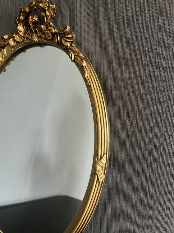 Prachtige Vintage Mid-Century Gouden Pieterman Kuifspiegel – Glass, Metal (photo 3 of 6)