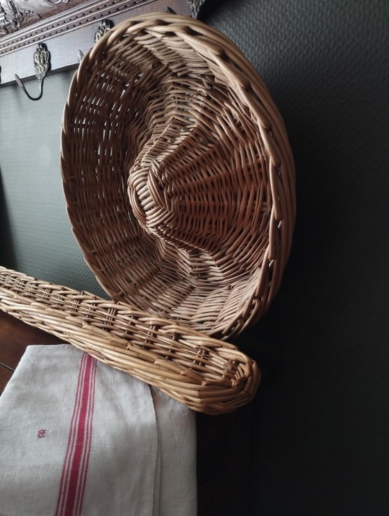 Image 1 of Antico grande cesto da panettiere in vimini intrecciato - Baguette