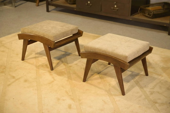 Scandinavian armchair and two 1960s ottomans. (photo 6 of 16)