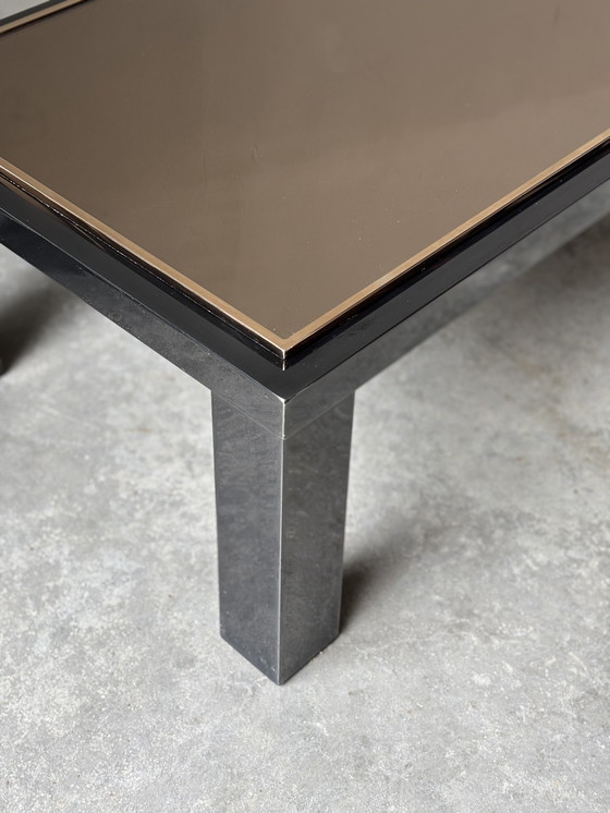 Image 1 of Großer Couchtisch aus Gold und Rauchglas von Belgochrom, 1970er Jahre