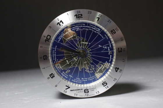 Image 1 of Reloj de sobremesa Wehrle World Time antiguo, Alemania, década de 1970.