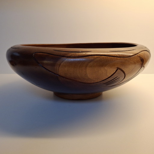 Ensaladera de madera vintage con 6 cuencos de madera.