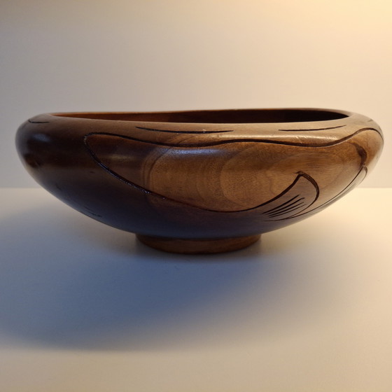 Image 1 of Ciotola da insalata vintage in legno con 6 ciotole in legno