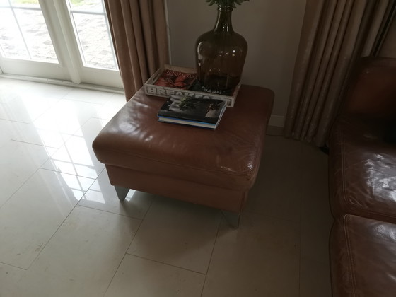 Image 1 of Sofá Machalke de cuero de 3 plazas con reposapiés