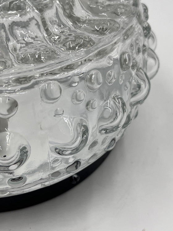 Image 1 of Glazen plafondlamp met Toupie-reliëf