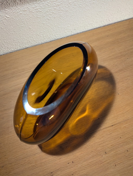 Amber art vase. Characteristic Sommerso technique.