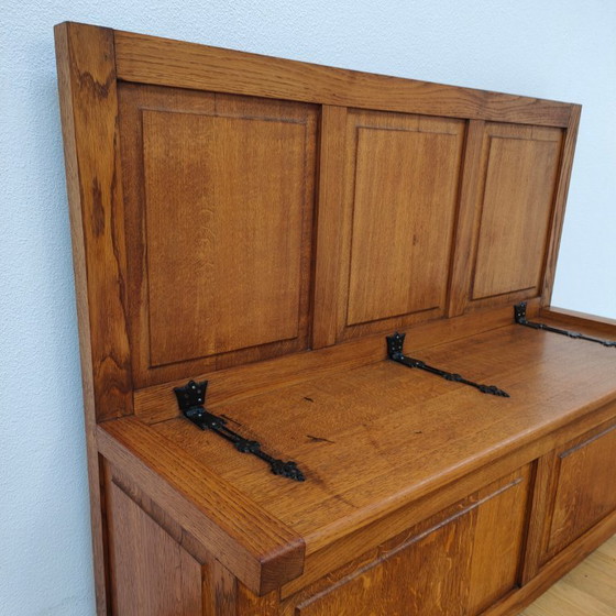 Image 1 of Vintage oak hall bench, bench, storage bench, toy chest