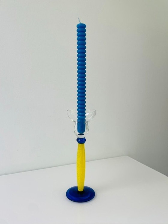 Image 1 of Candelabro vintage di design italiano in vetro Memphis x Murano.