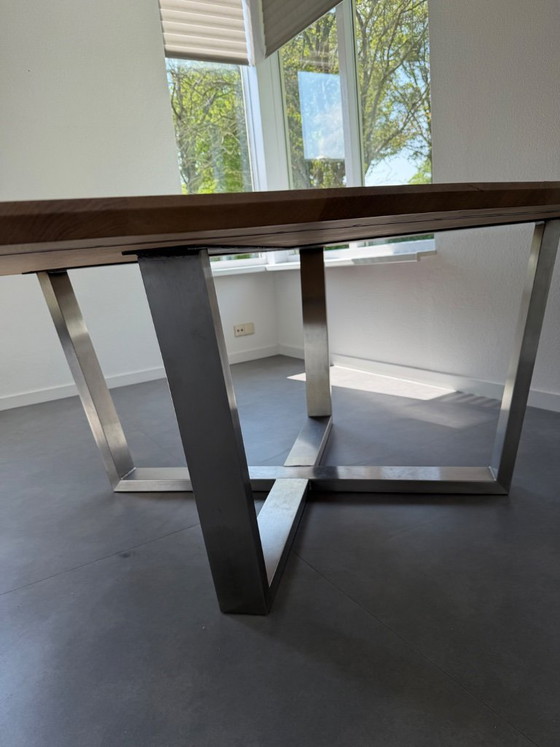 Image 1 of Solid oak whitewash dining table