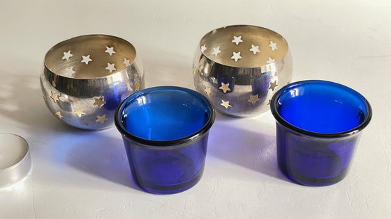 Image 1 of PHOTOPHORES Métal Argenté et Etoiles