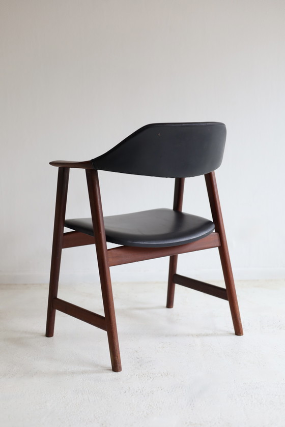 Image 1 of Deense stoel, Teakhout - Skai, jaren 50/60