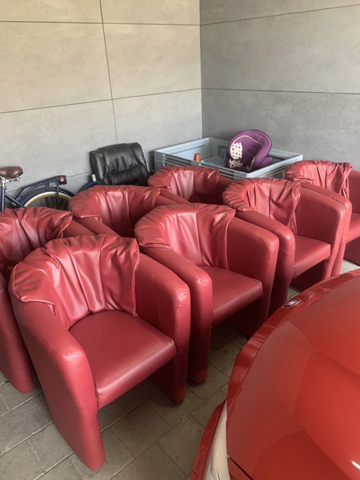 7 rode fauteuils jaren 80