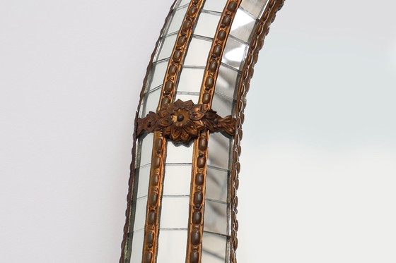 Image 1 of 20th Century Spanish trapezoidal Venetian mosaic Mirror with brass details 