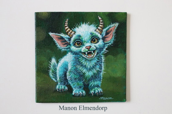 Image 1 of Unique Hand-Painted Fantasy Art Small Painting