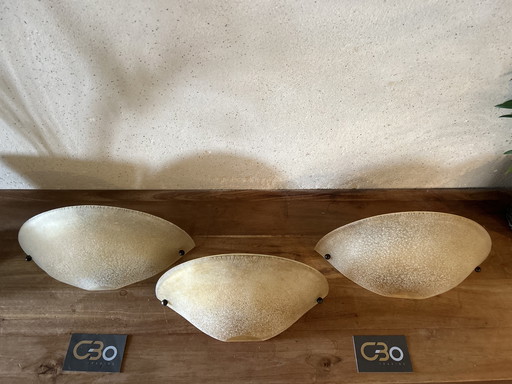 2x Lampada da parete Terzani Mezza Luna: una mezzaluna in vetro di Murano soffiato a mano