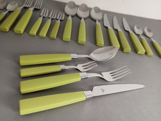 Image 1 of Guy Degrenne + Krupp Berndorf, set di posate dal design divertente anni '90 Austria Parigi raro