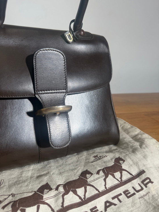 Delvaux Brillant MM Handbag – Chocolate Brown Leather – Top handle bags (photo 6 of 10)