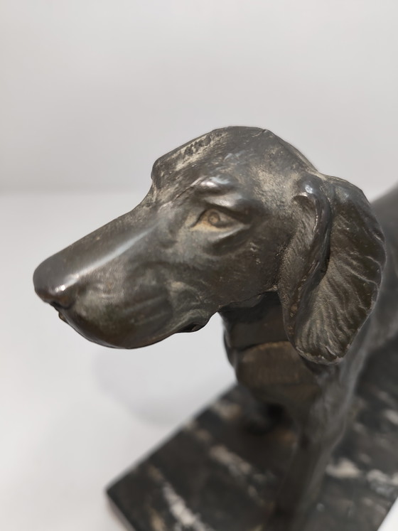 Art Deco style sculpture hunting dog – Marble, Metal (photo 8 of 12)