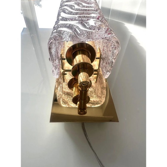 Image 1 of High-End Gold Wall Sconce Pair with Ametista “Graniglia” Murano Glass