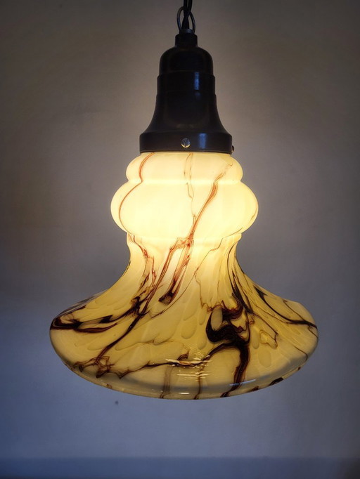 Opalglaslampe im Art-déco-Stil, seltenes Modell, Verreries de Scailmont, Henri Heemskerk, Belgien