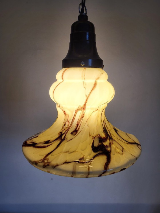 Image 1 of Opalglaslampe im Art-déco-Stil, seltenes Modell, Verreries de Scailmont, Henri Heemskerk, Belgien