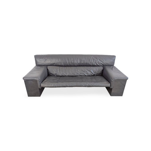 Knoll Brigadier Dreisitzer Leder schwarz Cini Boeri Hochlehner – 3 5 zitsbanken, Wood, Leather