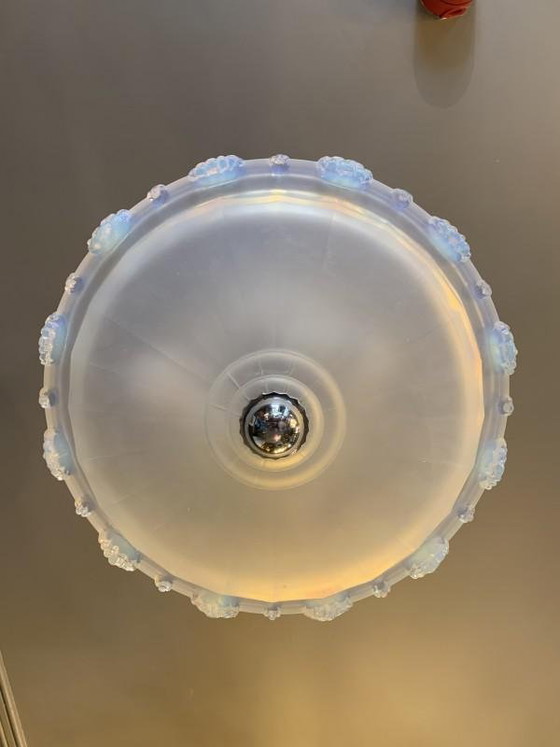Art Deco Cascade Opaal Matglas Kroonluchter van Jean Gauthier voor Ezan, jaren 30 (photo 15 of 18)