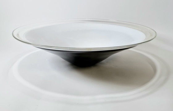 Image 1 of Mouth-blown black clear crystal lampshade in large format. Marked with sticker, made in Italy. Probably Murano, fourd