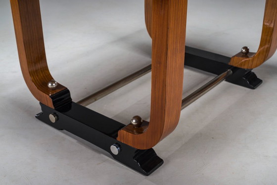 Image 1 of Art Deco French Walnut & Burl Dining Set, 1930s, Set of 7