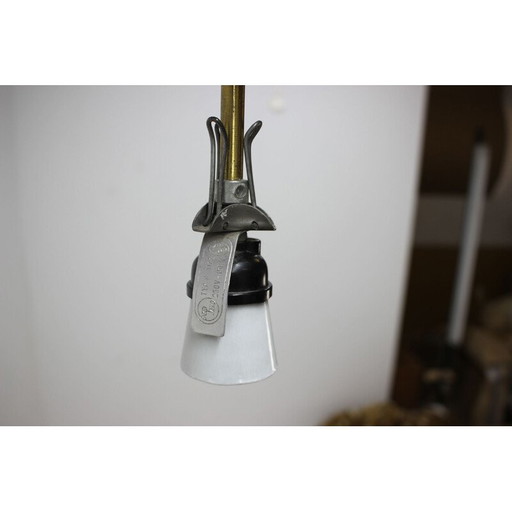 Lampada a sospensione vintage in ottone e vetro di Napako, 1970 