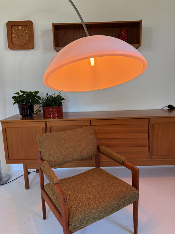 Image 1 of Vintage XXL chromen booglamp, Italië ‘70