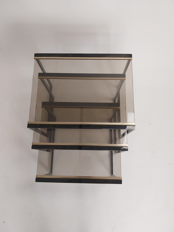 Image 1 of 1 x mimi set Belgo chrom 1970s nero e oro in vetro fumé